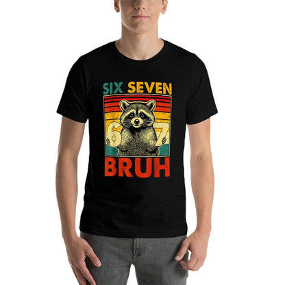 67 Meme 6 7 Numbers Raccoon Six Seven Bruh Funny Boys Kids  Slim-fit Cut T-Shirt