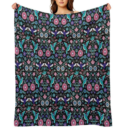 Hummingbird Garden 2 Throw Blanket