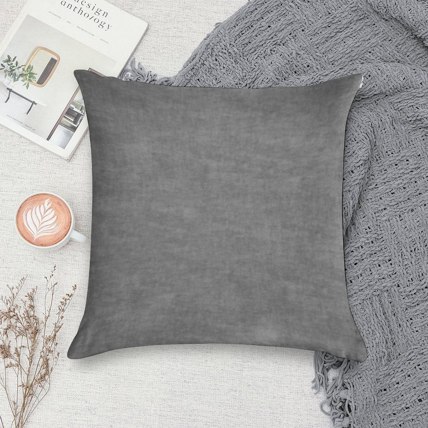 ██ Rough Concrete Gray Soft Warmth Comfort Throw Pillow