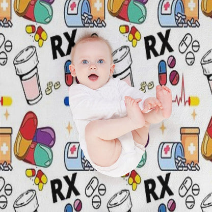 Pharmacy Pattern Pills RX Throw Blanket