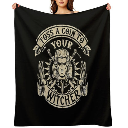 Toss A Coin To Your Witcher Geralt of Rivia Throw Blanket