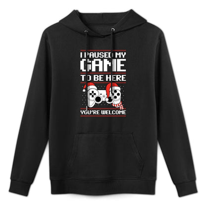 Paused My Game To Be Here Ugly Christmas Video Gamer Sweatshirt Casual Wear Hoodie