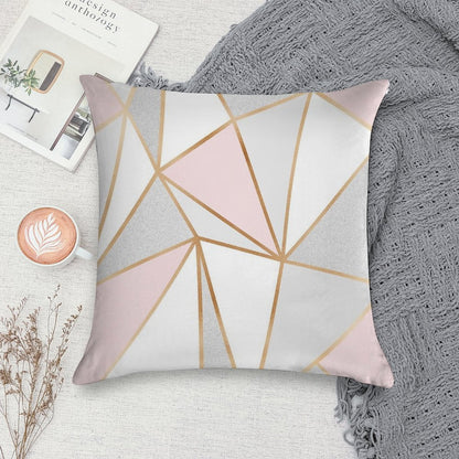 Pink, Grey & Gold Geo Soft Durable Construction Throw Pillow