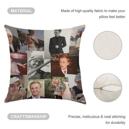 Tom Felton Collage Linen Throw Pillow Cover