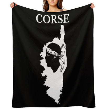 Corsica (Corse) Map, France, French Region. Throw Blanket