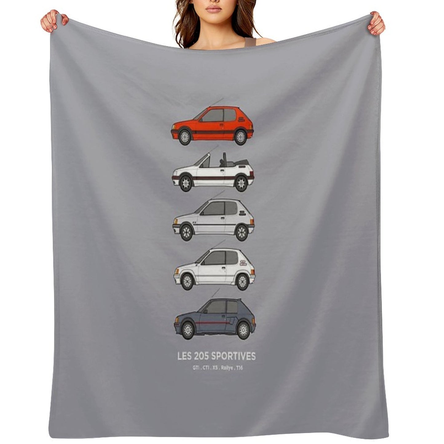Peu Geot 205 Classic Car Collection Throw Blanket