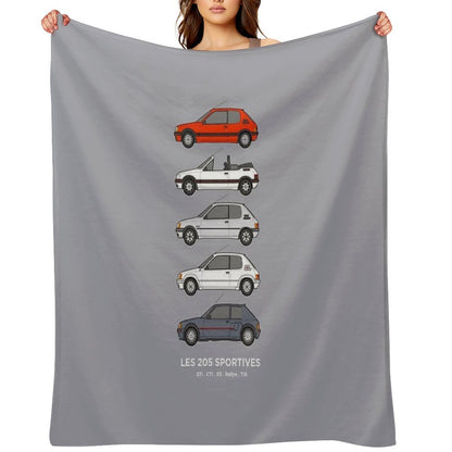 Peu Geot 205 Classic Car Collection Throw Blanket