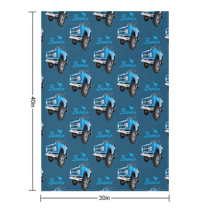 Blue Bronco Retro Bronco Throw Blanket