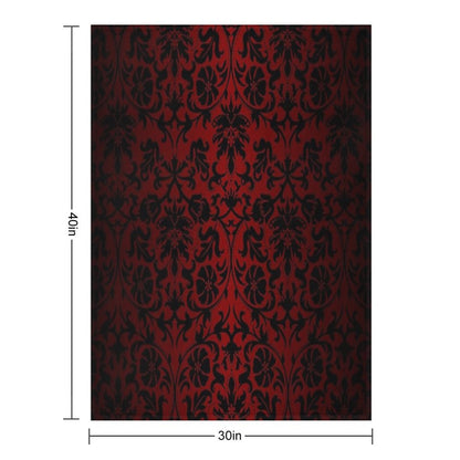 Dark Red And Black Damask Pattern Throw Blanket