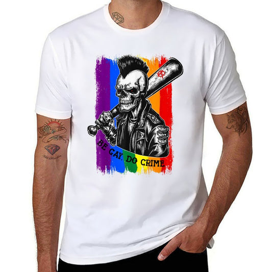 BE GAY DO CRIME Skull Queer Punk Queercore Rainbow Meme  Moisture-wicking T-Shirt