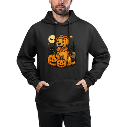 Cute Halloween Dog with Pumpkins And Black Cat Graveyard Easy Care Hoodie