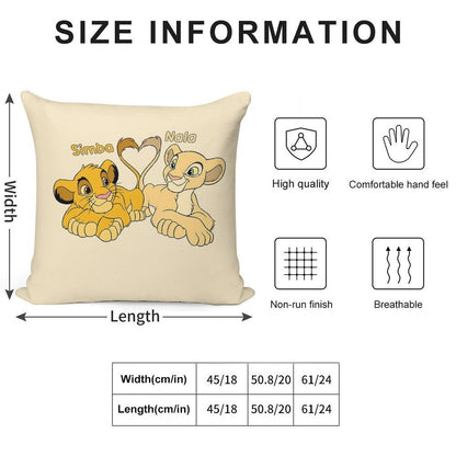 Simba And Nala - Cartoon Cubs Soft Decorative Cover Throw Pillow