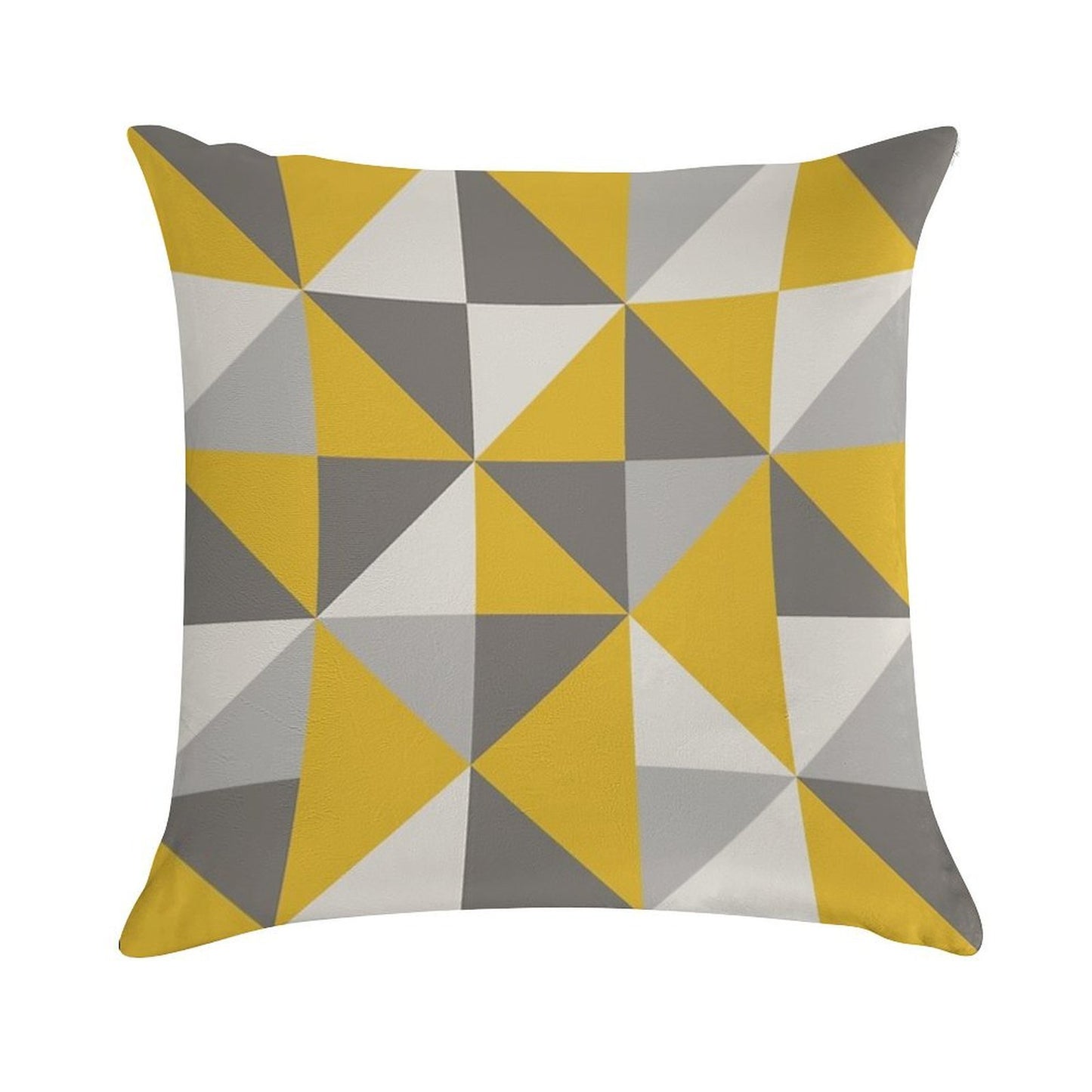 Retro Triangle Design in Yellow And Grey Soft Skin-Friendly Throw Pillow