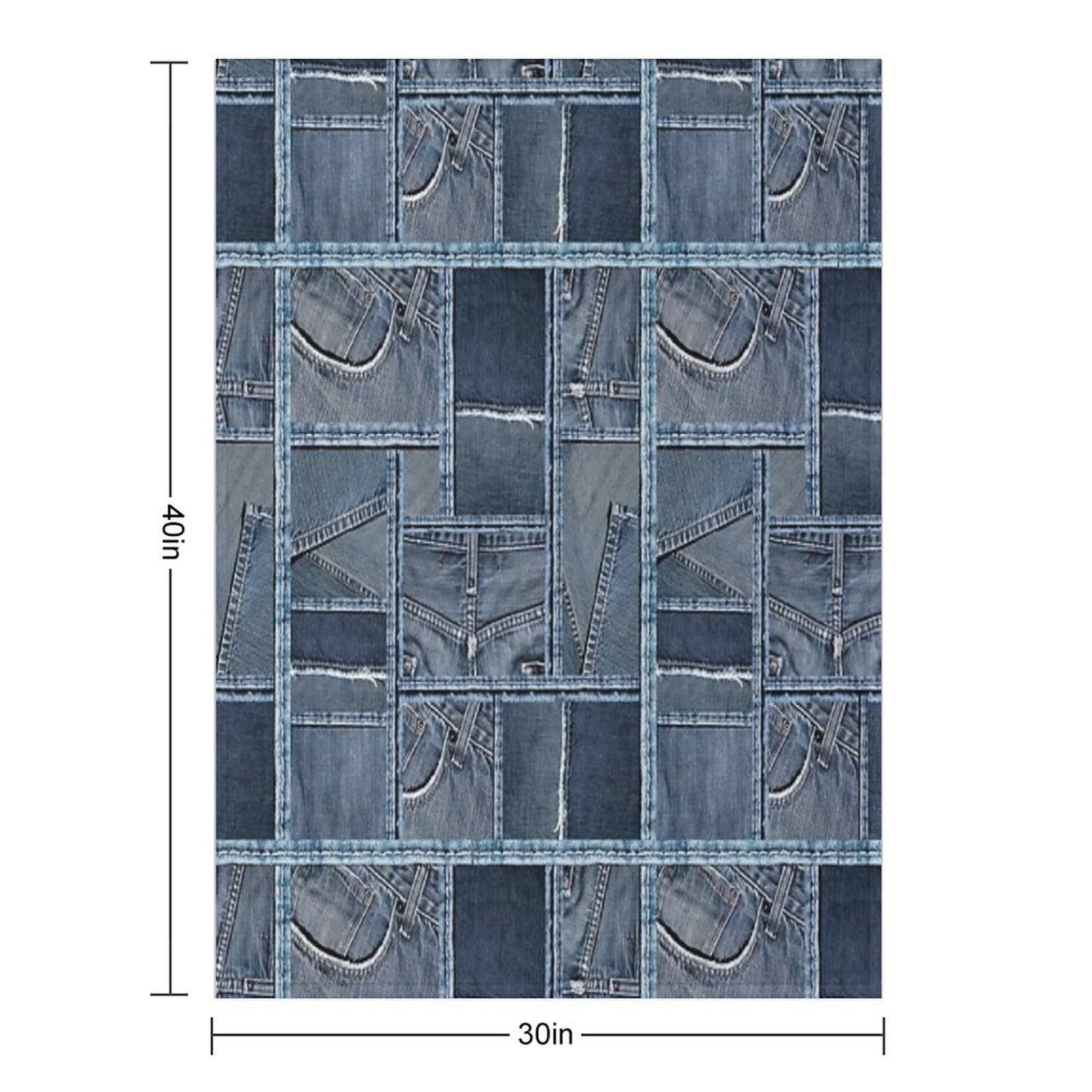 Blue Jeans Denim Patchwork Throw Blanket