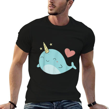 Cute Kawaii Love Narwhals  Heathered Texture T-Shirt