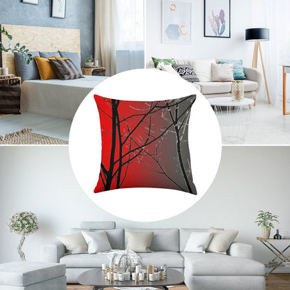 Red And Gray Linen Throw Pillow Cover