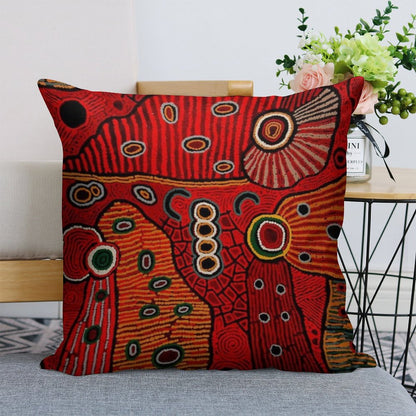 Australian Aboriginal Art Linen Throw Pillow Cover