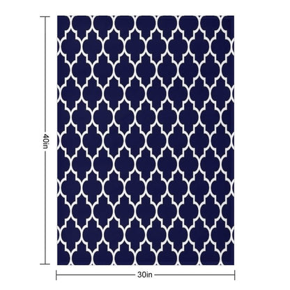 Navy Blue Quatrefoil Pattern Throw Blanket