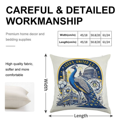Leeds United Football Club Artwork Linen Throw Pillow Cover
