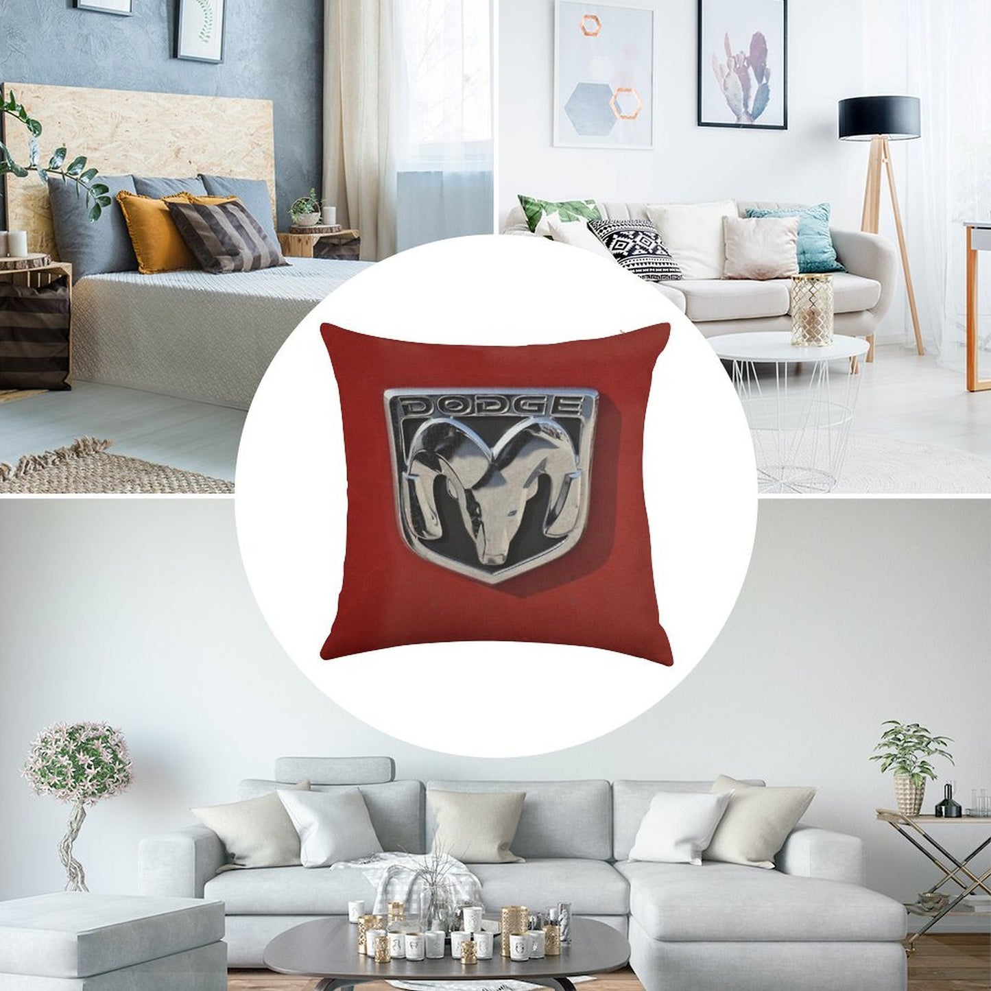 Dodge Logo Linen Throw Pillow Cover