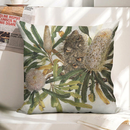 Banksia Serrata Linen Throw Pillow Cover