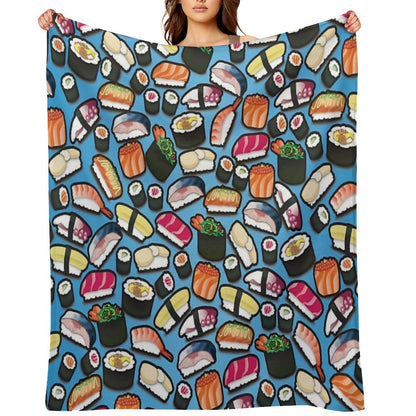 Blue Sushi Throw Blanket