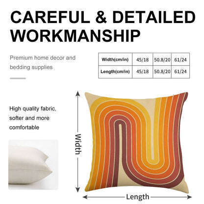 Retro Geometric Double Arch Design 522 Linen Throw Pillow Cover