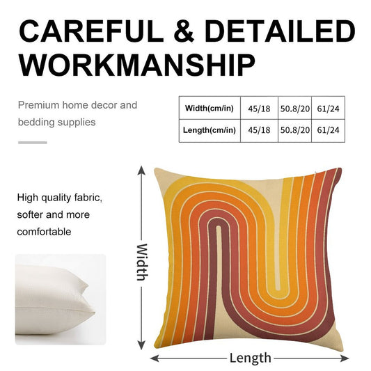 Retro Geometric Double Arch Design 522 Linen Throw Pillow Cover