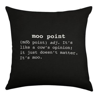 Moo Point Linen Throw Pillow Cover