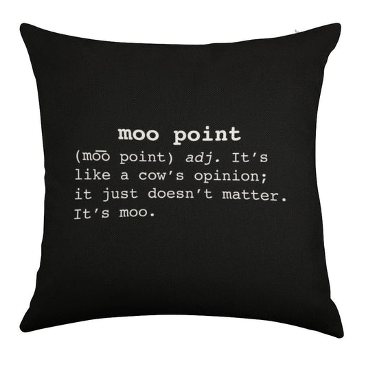 Moo Point Linen Throw Pillow Cover