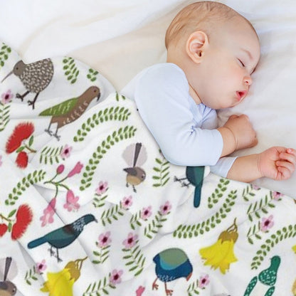 New Zealand Birds And Flowers Throw Blanket