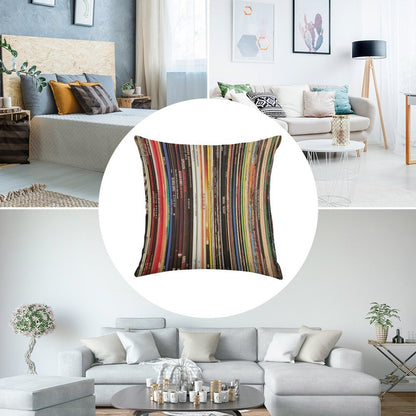 Ultimate Vinyl Record Collection Linen Throw Pillow Cover