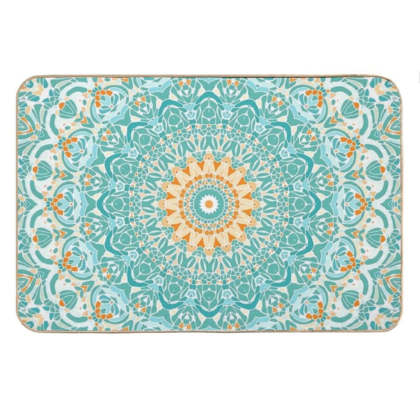 Orange And Turquoise Clarity Mandala Bath Mat