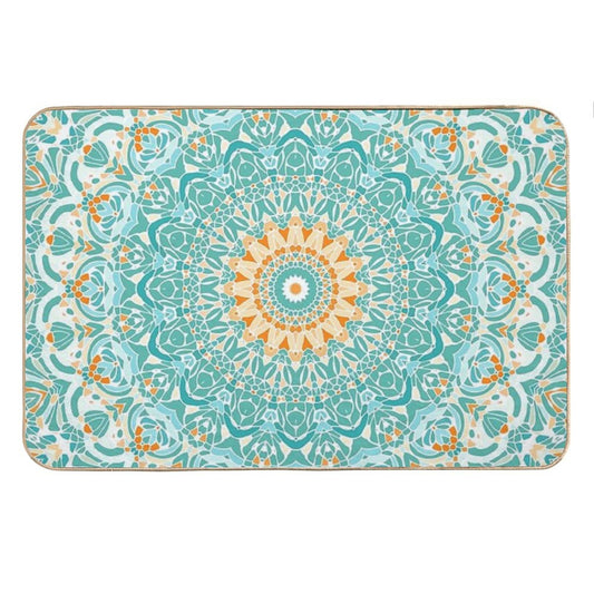 Orange And Turquoise Clarity Mandala Bath Mat