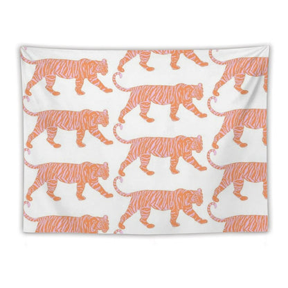 Orange And Pink Tiger Tapestry