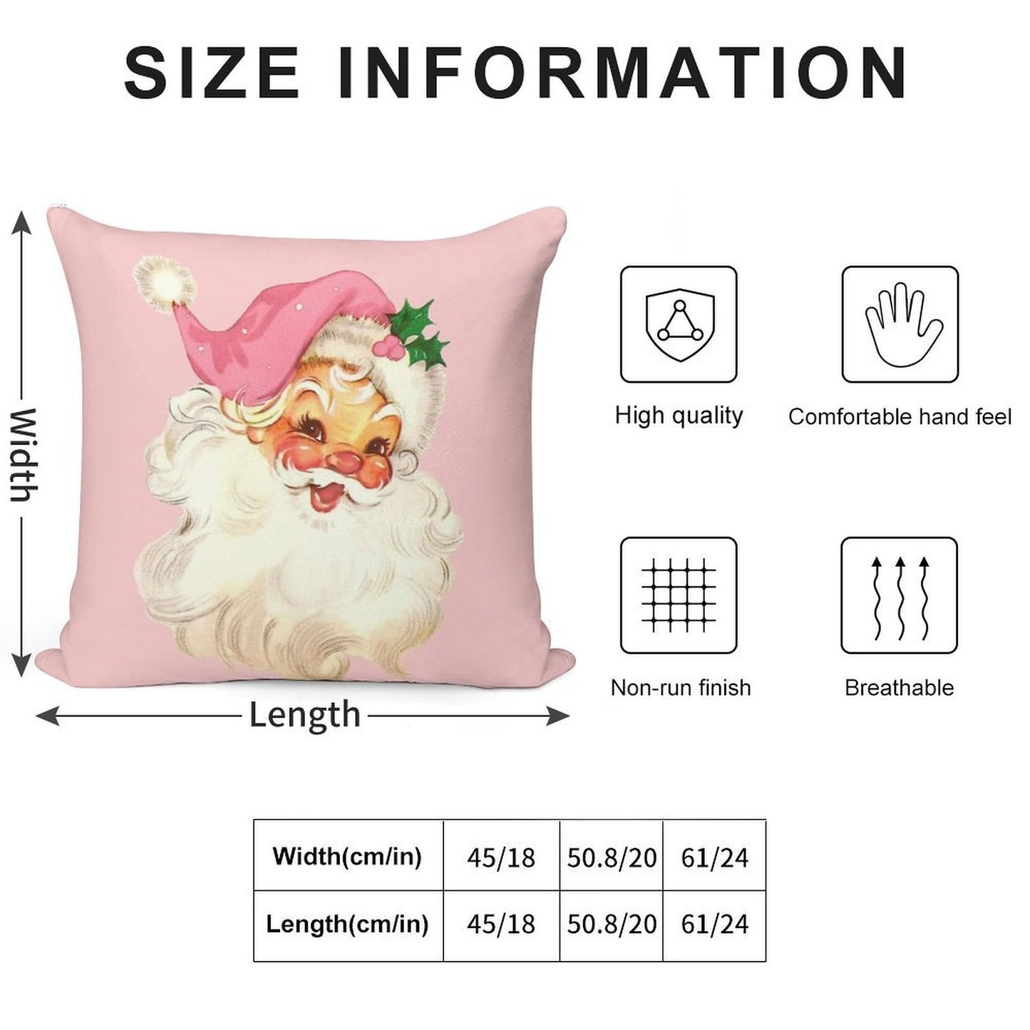 Retro Santa Claus Pink Soft Ultra-Soft Texture Throw Pillow