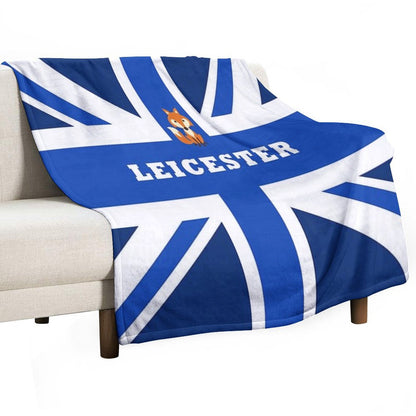 Leicester - Union Jack Flag Throw Blanket