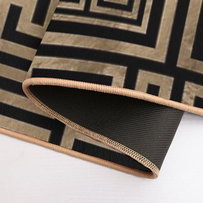 Greek Key Ornament - Greek Meander -Gold on Black Bath Mat