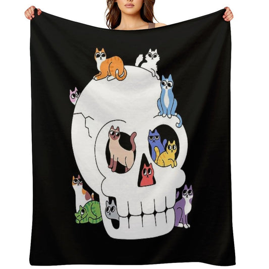 Skull Is Full of Cats Throw Blanket