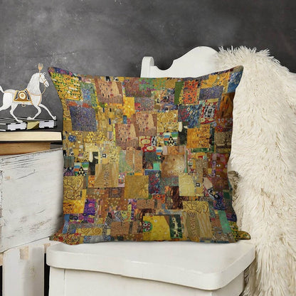 Gustav Klimt Linen Throw Pillow Cover
