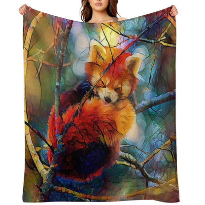 Autumnal Red Panda Throw Blanket