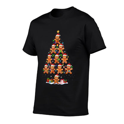 Gingerbread Christmas Tree Lights Boys Kids Xmas Pajamas  Wrinkle-resistant T-Shirt