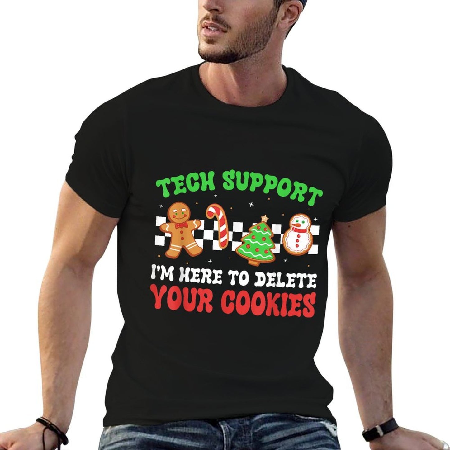 Christmas Tech Support Here to Delete Cookies Xmas Men Women  Lightweight T-Shirt