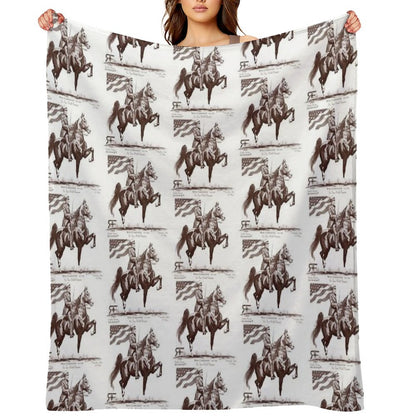 Red Frontier Wing Commander American Saddlebred Flag Drawing Throw Blanket