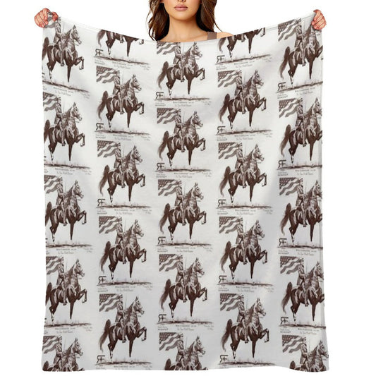 Red Frontier Wing Commander American Saddlebred Flag Drawing Throw Blanket