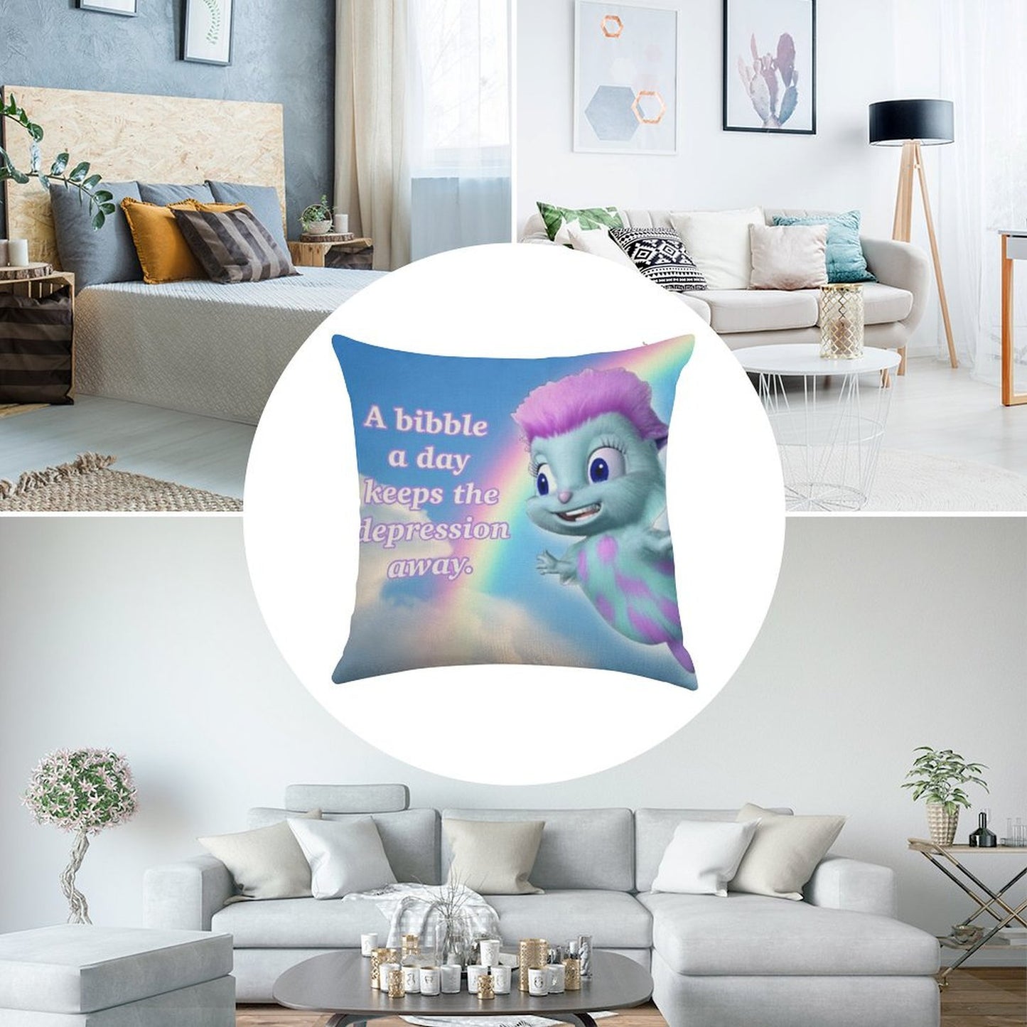 Bibble Motto Linen Throw Pillow Cover
