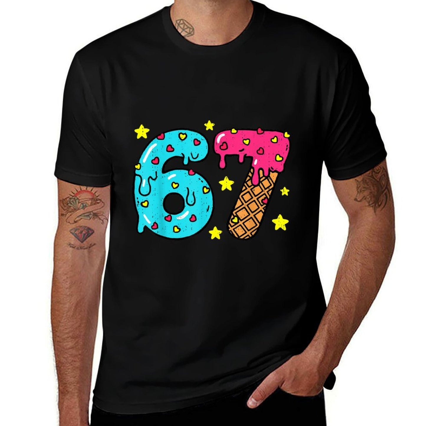Funny Number Six Seven Ice Cream Drip Cool Meme 67 Sports  Vintage-inspired T-Shirt