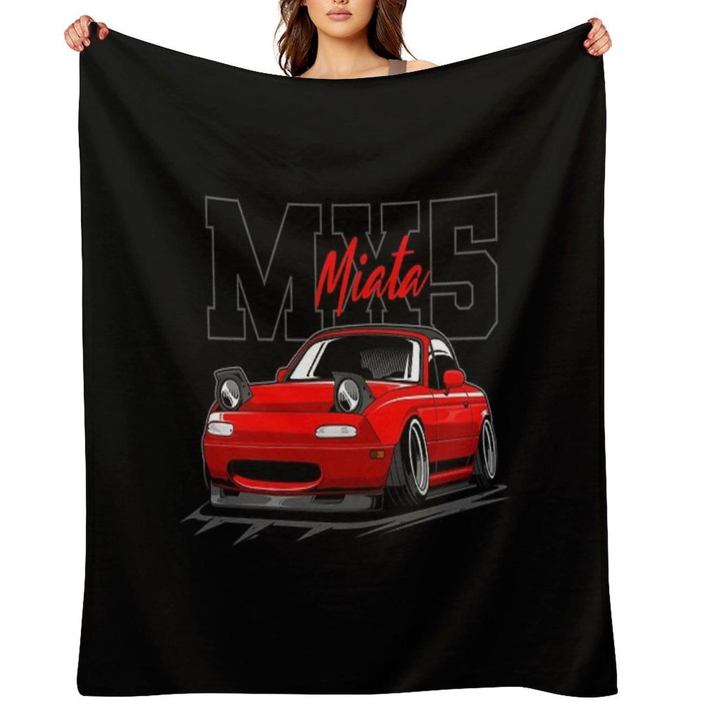 Red Miata Jdm Car Throw Blanket