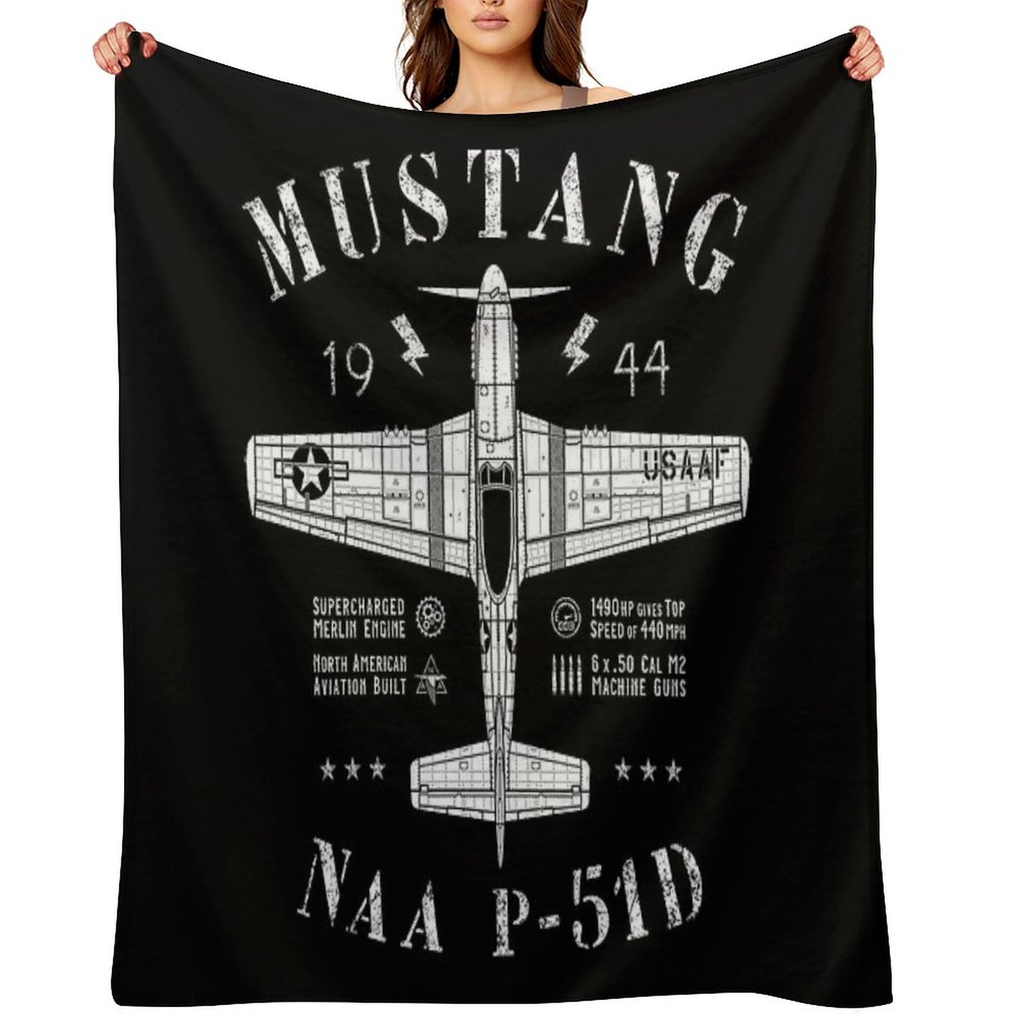 P-51 Mustang Throw Blanket