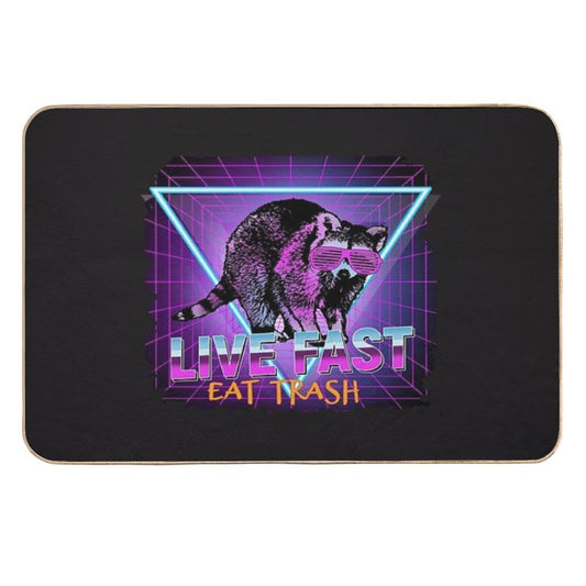 Raccoon Raccoons Live Fast Eat Trash Panda Funny Retro Gift  Rapid-Drying Bath Mat